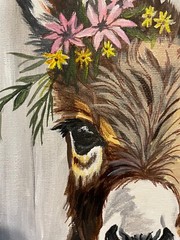 9 x 12 Framed Acrylic and Pen Painting on Canvas Board……“Spring Burro“