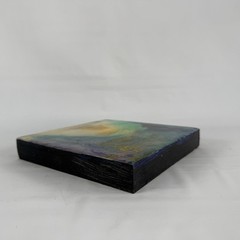 Original Abstract Art Acrylic Glossy Resin Tracy Eau Claire on Wood 6″ x 6″