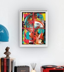 Hand Painted 18×24 Abstract Acrylic Red Canvas FINELLI ORIGINAL Decor G23OB4SQ
