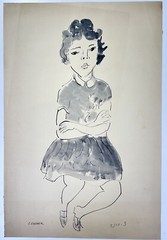 Zipora Brenner (1916-2010) – Portrait of a Girl – Watercolor on Paper – Original