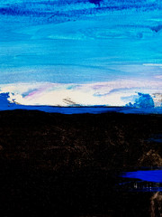 LOVELESS – “MIDNIGHT HORIZON“ abstract original acrylic on canvas 11 X 14 COA