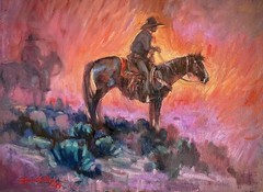 Original Oil painting COWBOY HORSE SAGE mustang James Reynolds feel Southwest