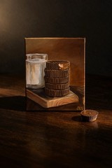 Milk and Chocolate Cups Still Life Painting Food Art 9×12