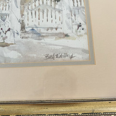 Beth Eidelberg Watercolor Painting SIGNED „Shadowed Walk“ Professionally Framed