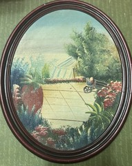 Vintage Small Oval Framed Oil Paintings Pair Landscape Gallery Wall