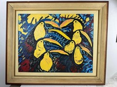 H Slonem Oil On Cardboard (Handmade) signed and Framed