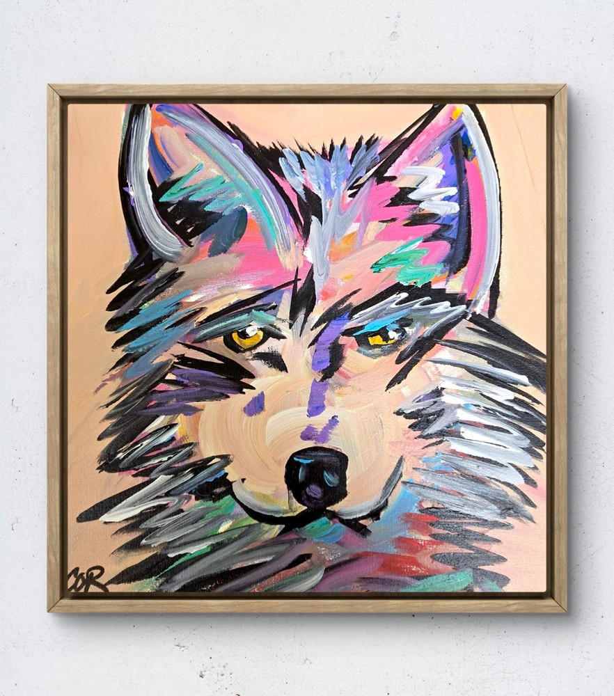 CORBELLIC Wolf Dog 12×12 Abstract Expressionism Fine Art Original Collectible
