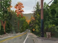 Mini Original, country backroad landscape, 6×8 inch Painting by Cristal Ortiz