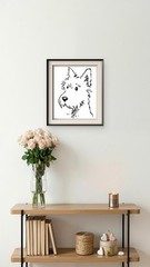 Curious Original Westie Terrier Ink Drawing 14×11 Signed Dog Home Wall Decor Art