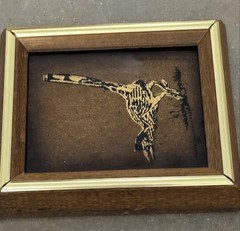Texas Artist Jack White Signed Echruseos Gold Leaf 1970s Vintage Roadrunner Art