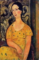 Oil painting amedeo modigliani – Young Woman in a Yellow Dress (Madame Modot)