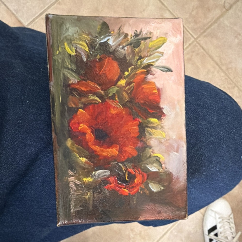 Impressionist Poppy Flower Oil Painting on Canvas, Small, Original Art