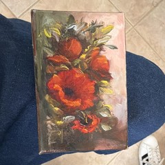 Impressionist Poppy Flower Oil Painting on Canvas, Small, Original Art