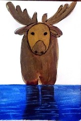 Chocolate Moose Original Abstract 5×7 Watercolor Paper Signed Contemporary