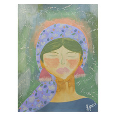 Muse Era Pastel Arab Woman 9×12 Original Expressionism Acrylic Abstract Art