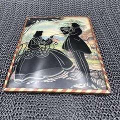 VTG Silhouette Painted Convex Glass Couple Picture 1940’s
