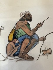 1857 Indian Water Color Painting Antique Signed And Matted