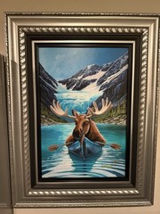 Michael Godard – Moose Kayaking – Alaska Series – Embellished – Numbered to 200