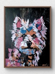 Original Modern Pet 11×14 Acrylic Painting Canvas Signed Colorful Wall Decor A53