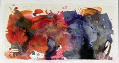 Small Original Watercolor Painting 4”x7” Dreamscape 21 by Miss Rina of MRAO