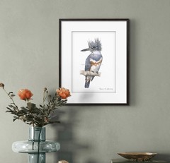 Kingfisher Hand-Painted Watercolor Giclee Print, Unframed