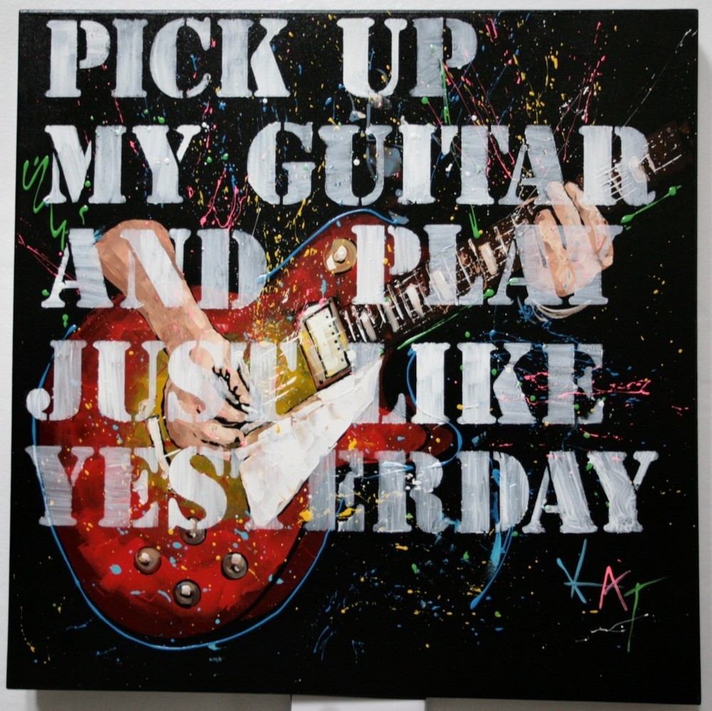 KAT original acrylic painting on canvas “Who Lyrics,” Gallery Wrapped, 30” x 30”