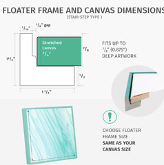 Pixy Canvas Floater Frame 18×18 for 0.75 inch Deep Paintings Art Brass Gold