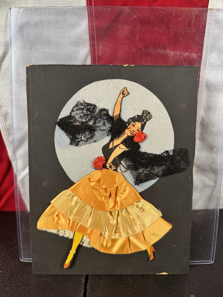 Vintage Or Older Flamenco Dancer 3D Style Art Piece On Board- Very Unique