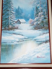 Winter Landscape,Beverly Jamison Carrick 1970s Original Oil Painting signed