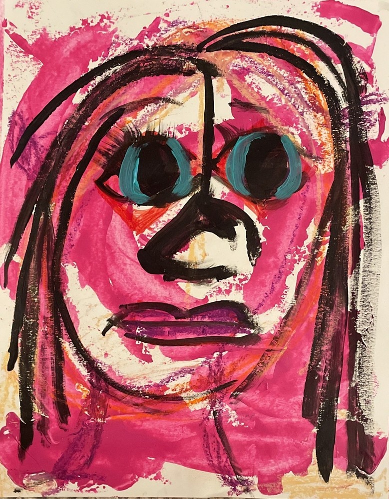Big Eyes 11 X 14″ Beautiful Woman Abstract Acrylic Painting Paper Original