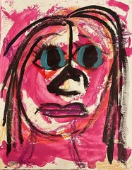 Big Eyes 11 X 14″ Beautiful Woman Abstract Acrylic Painting Paper Original
