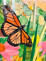 Guajardo Art: Butterflies Flourishing in the Light 12X24 Original Torn Collage