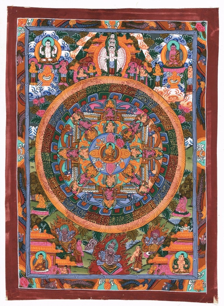 Thangka Tangka Painting Buddha Life Cycle Art For Meditation 11×15 Inches