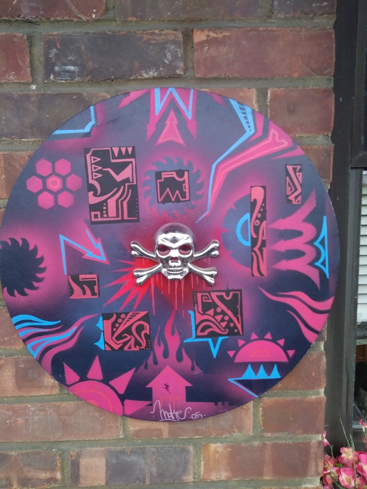 Abstract Skull Painting With Wild Designs – 20 Inches Round- Original