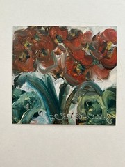 Red Geranium Flowers Art Original Oil Painting Framed Geraniums Artwork Floral