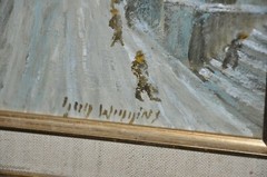 ‚ New York City Winter scene ‚ by Listed Artist Guy Wiggins (1883 – 1962 )