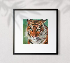 Tiger Original Oil Painting 8″x8″ Jungle Art Pet Painting Animal Portrait