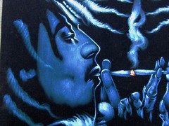 Bob Marley portrait by Zenon, size 16″x11″, original oil on black velvet JM136