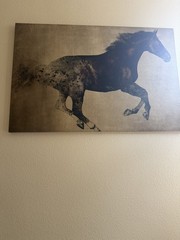 Running Horse Painted Modern Style Black Equestrian Horse Wall Art on Canvas