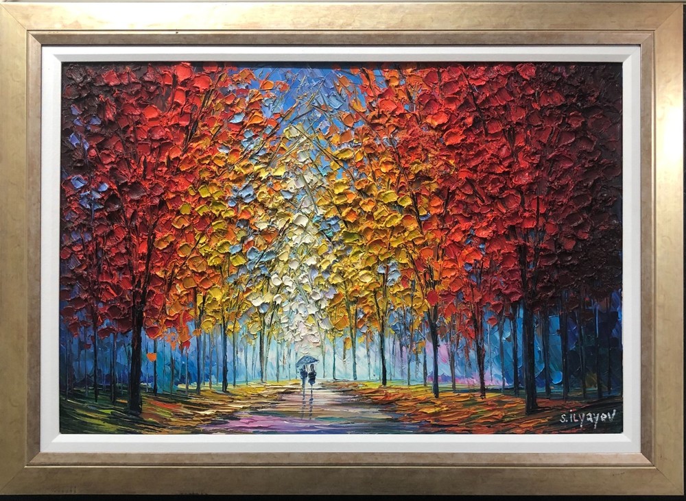 Slava Ilyayev „A Walk in the Woods“ Hand Signed Framed Original Oil on Canvas
