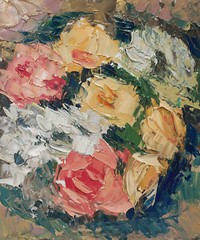 Original oil painting Roses bouquet Flowers Wall art Abstract artwork 10 x 12 in
