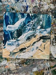 Bar Harbor Atlantic Ocean Abstract Oil Painting Set of 6 Modern Coastal Artwork