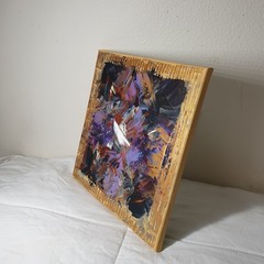 Original Abstract Acrylic Painting (See Video) On Canvas Colorful Vibrant 12×12