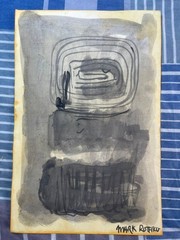 MARK ROTHKO drawing and painting on old paper signed stamped vintage