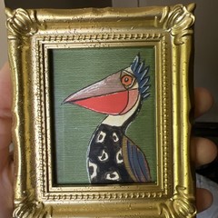 Print Of My Art Funny Pelican Bird funny,cute,miniature Painting,small, framed