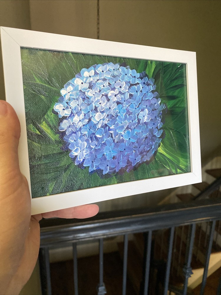 Hydrangea,blue,flowers,bouquet Acrylic paintings on canvas original 5/7