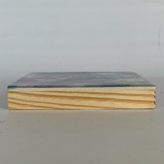 Original Abstract Art Acrylic Glossy Resin Tracy Eau Claire Purple White Wood 6″