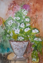 Arisa Strazds – „White Petunia“ – Original Floral Watercolor Painting (29x42cm)
