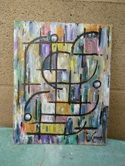 NOT PICTURE PERFECT 8×10 oil painting wood abstract art original signed Crowell