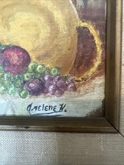 Vintage Oil Painting Still Life Fruit/Wine Signed